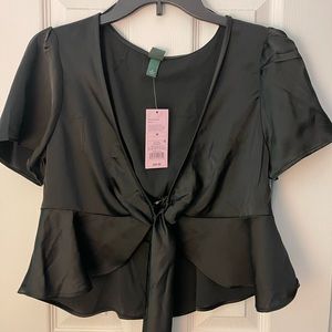 Wild Fable Satin Front Tie Crop Top